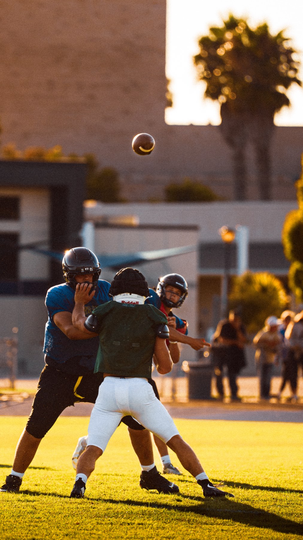 Arroyo Grande quarterback throwing downfield during the scrimmage
